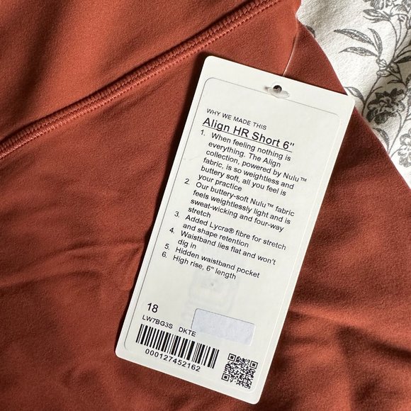 NWT Lululemon Align HR Short 6" Size 18 Dark Terracotta - Picture 2 of 3